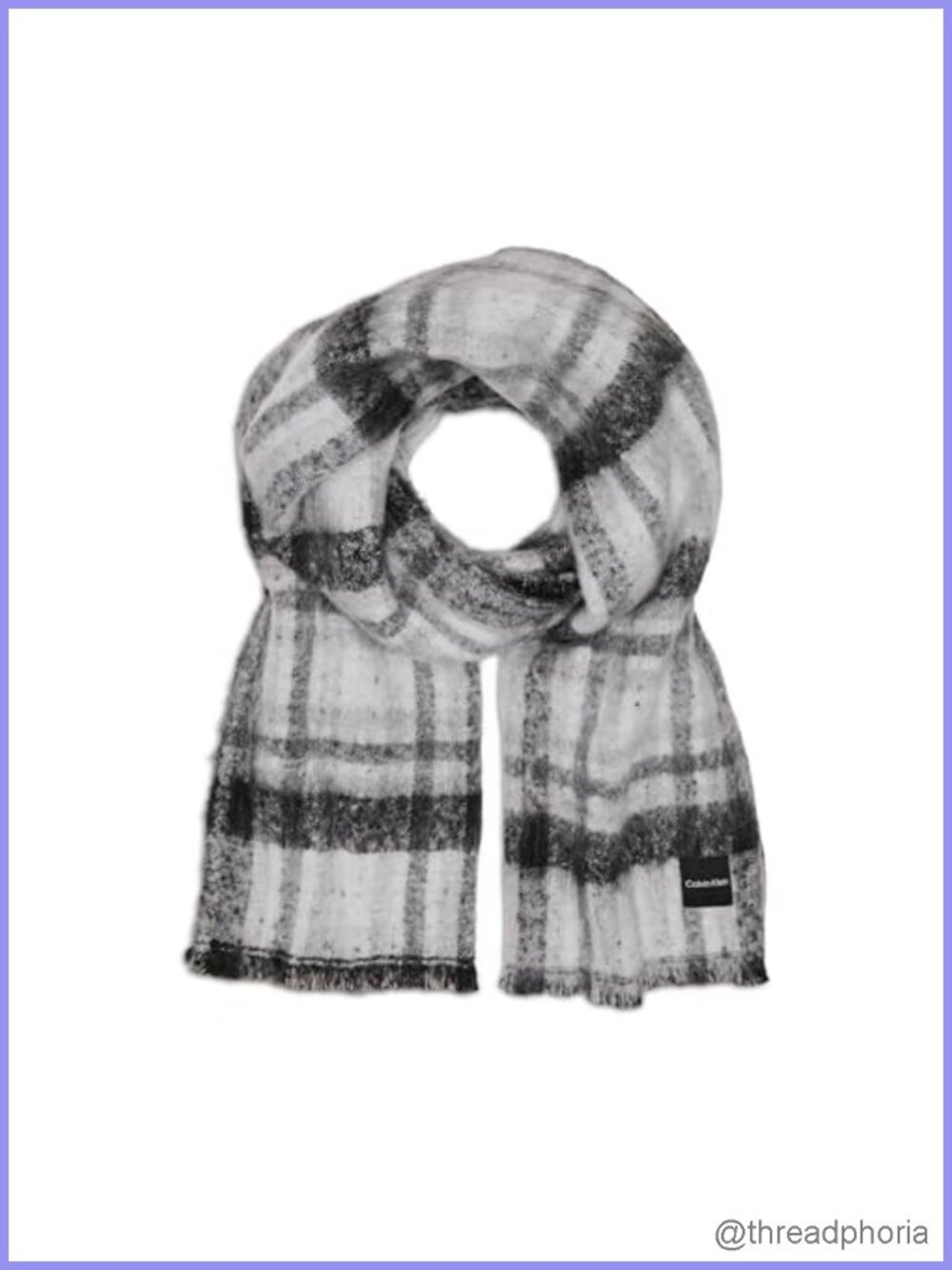 Calvin Klein Double Faced Plaid Winter Scarf, 100% Polyester, Extra Long